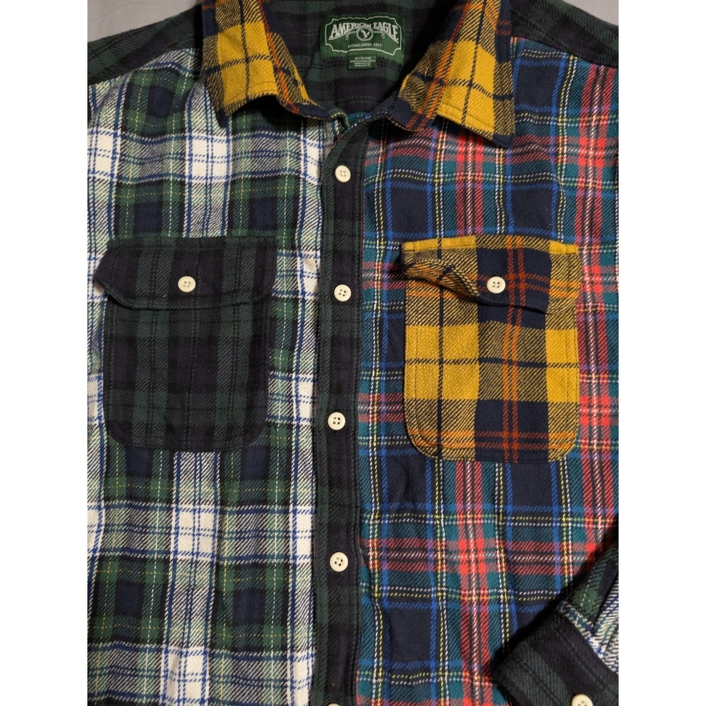 American Eagle Heavyweight Patchwork Flannel Shir… - image 3